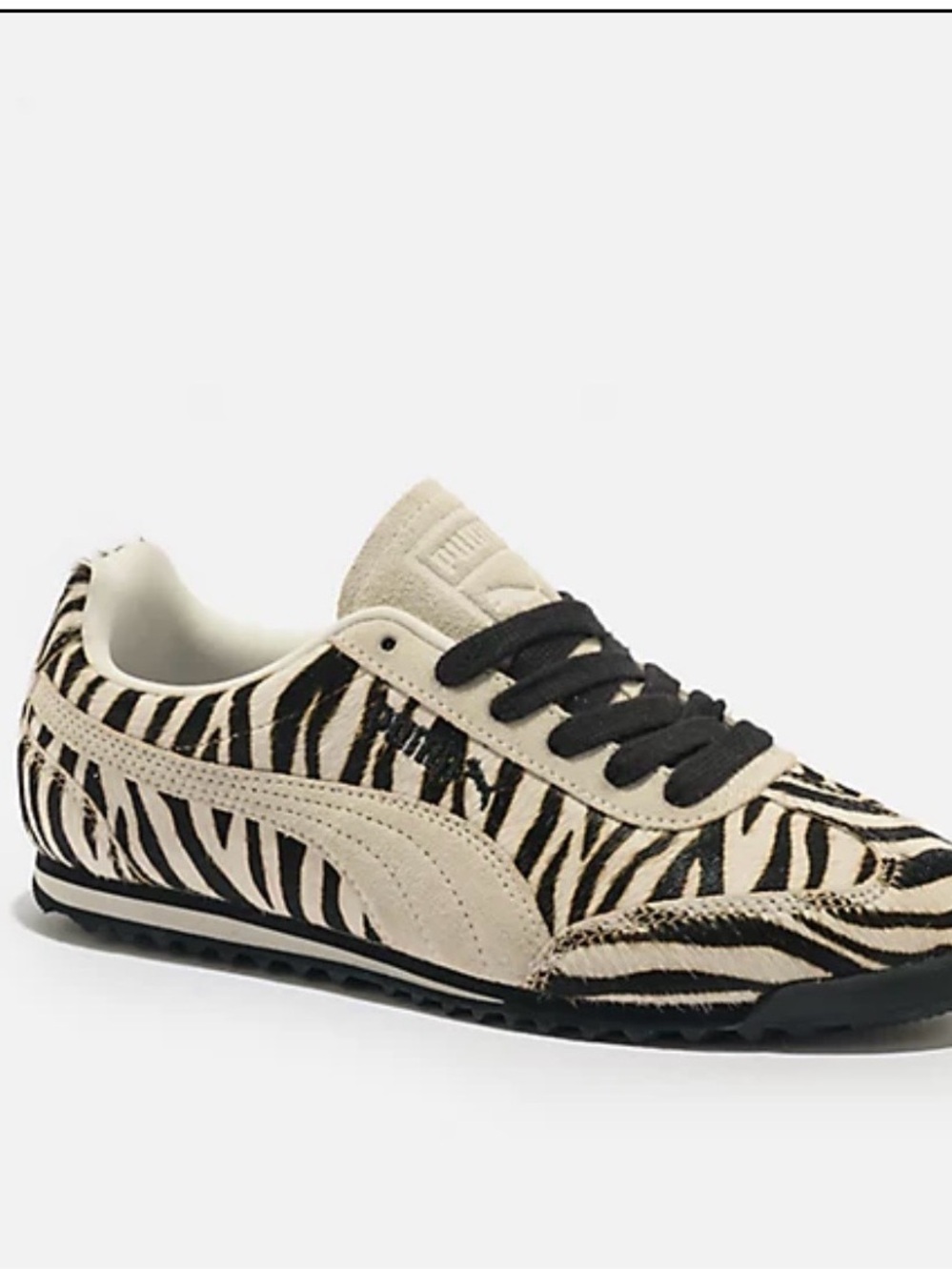 Puma Women's Zebra-Print Suede Runner in Black and Cream